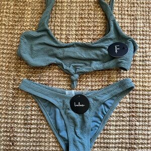 Lulu's Seafoam Textured Bikini Set